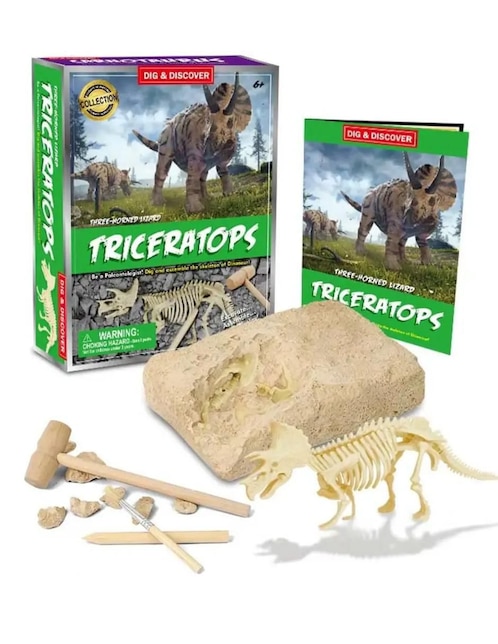 Kit para excavación de gemas fósiles dinosaurio Triceratops Mr.Gadgets