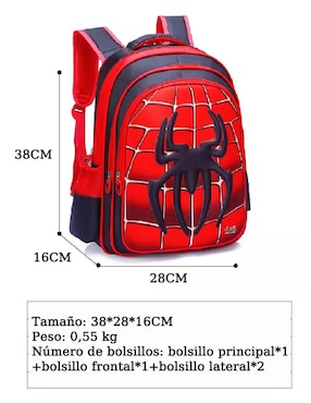 Mochila escolar Spider-Man Genérica impermeable para niño