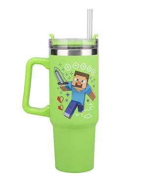 Termo Minecraft de acero inoxidable con tapa a presión 900 ml