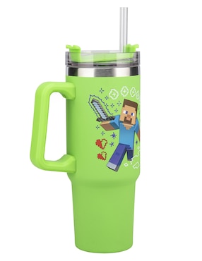 Termo Minecraft de acero inoxidable con tapa a presión 900 ml