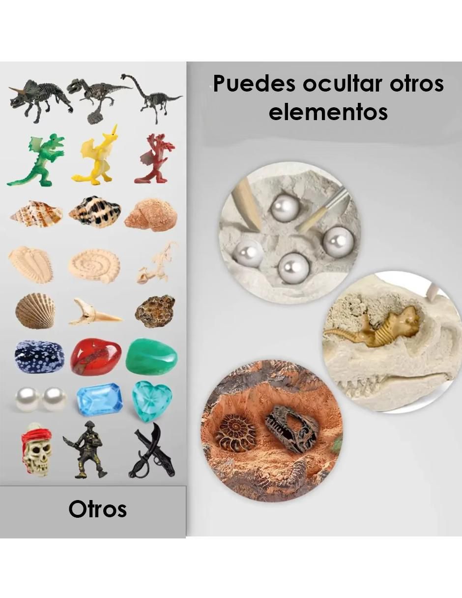 Kit para excavación de gemas 5 en 1 fósiles dinosaurios 3