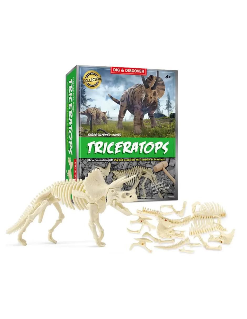 Kit para excavación de gemas fósiles dinosaurio Triceratops Mr.Gadgets
